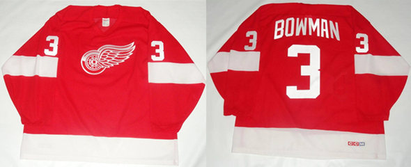 Men's Detroit Red Wings #3 Scotty Bowman Red Stitched Jersey